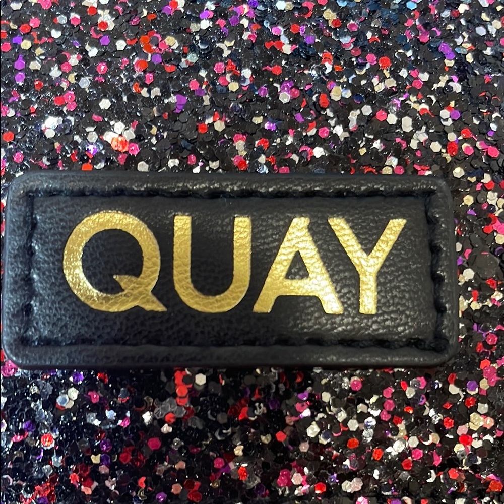 Quay Australia Glitter Black and Pink Sunglasses Case - Picture 2 of 6